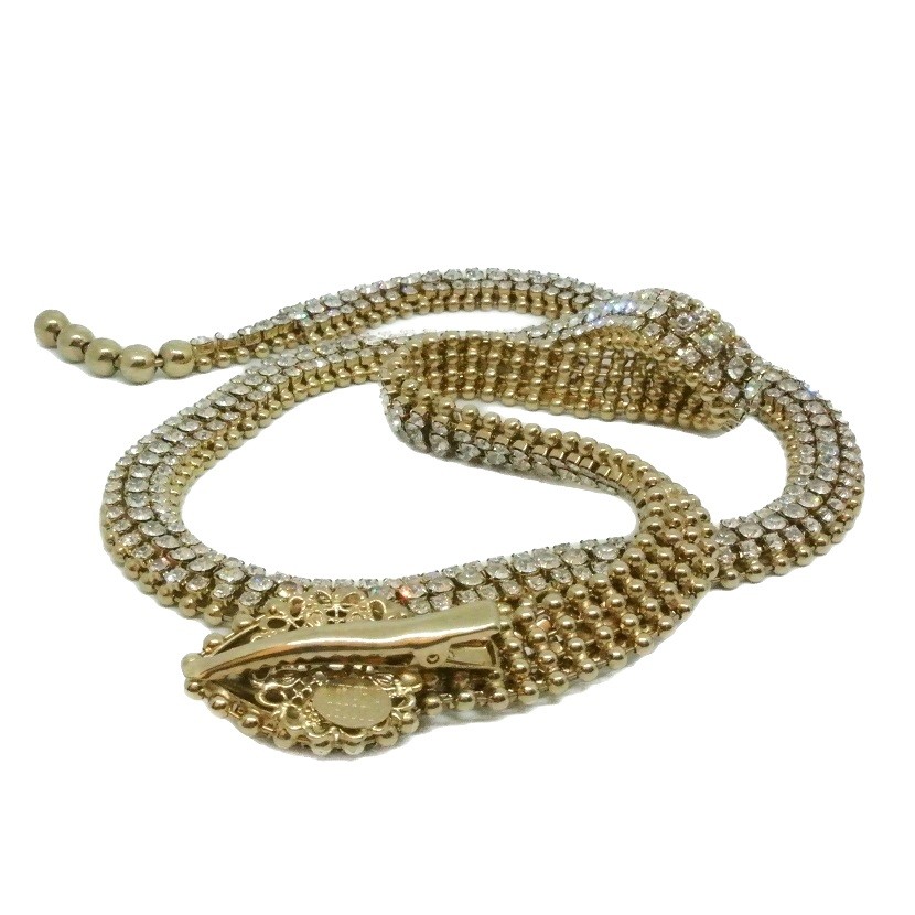 Collana serpente d'oro Kundalini, ciondolo serpente d'oro giallo, collana  animale, energia Kundalini, serpente di diamante, tradizione yogica  intagliata a mano -  Italia