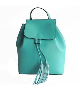 Women's teal suede and Mousse calf leather shoulder bag - CARLA